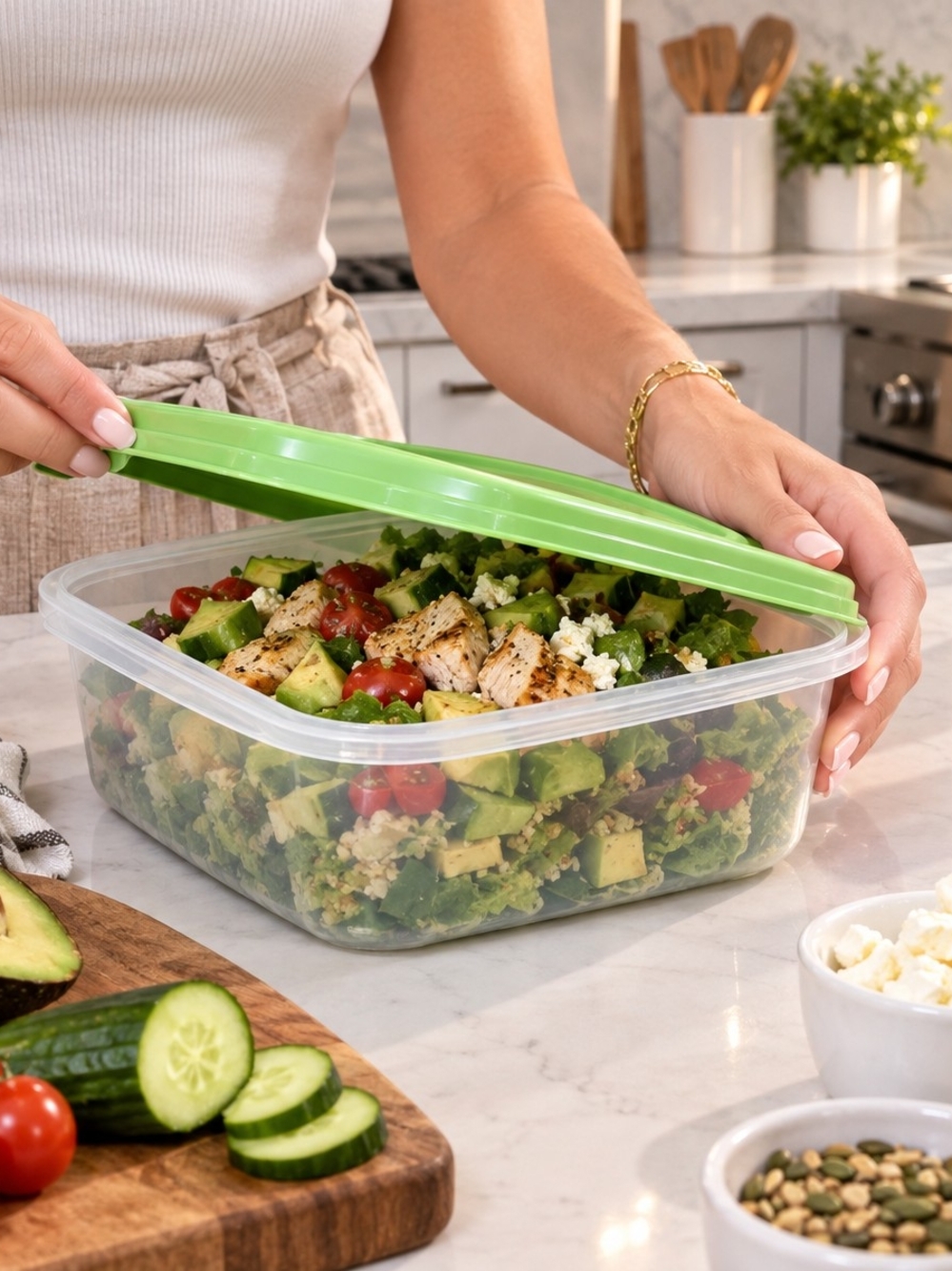 XL Green BPA FREE Food Storage Container with Lid - Kitchen Food Saver